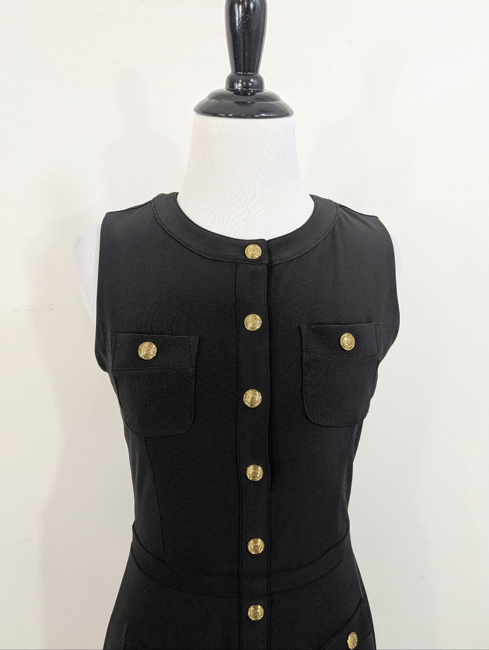 NEW White House Black Market Sleeveless Jersey Crest Button Midi Dress Size 0 - Picture 2 of 9